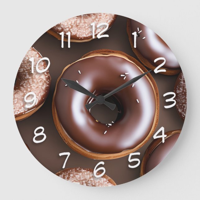 Reloj Redondo Grande Donuts de chocolate con salpicaduras (Anverso)