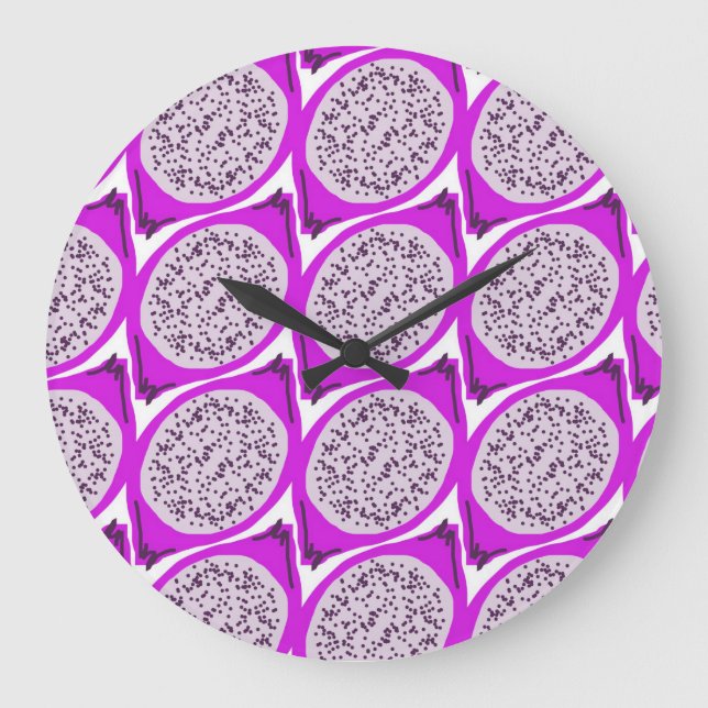 Reloj Redondo Grande Doodle de Dragonfruit (Anverso)