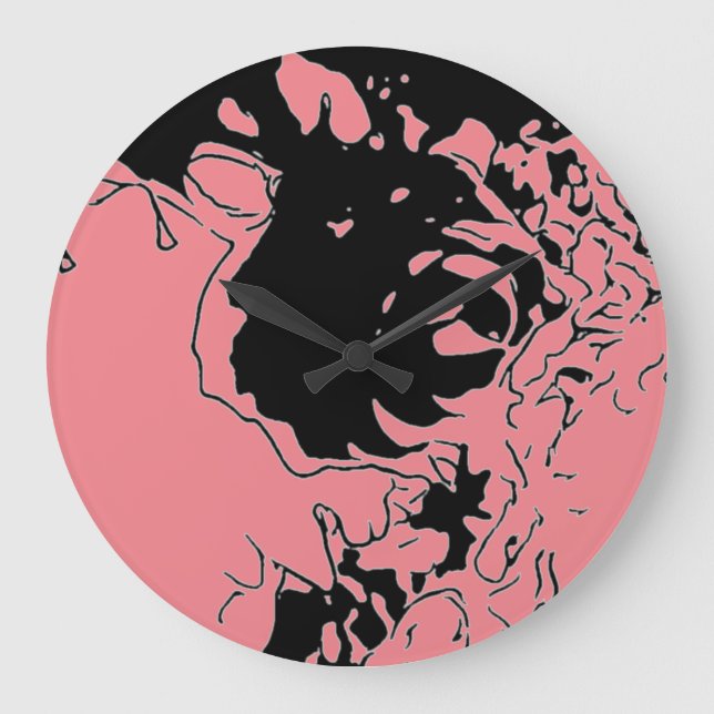 Reloj Redondo Grande Doodle de flores (Anverso)
