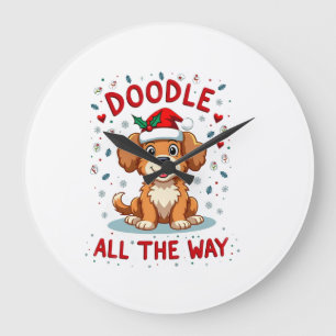 Reloj Redondo Grande Doodle Todo El Camino Gorra De Santa Divertida Gol