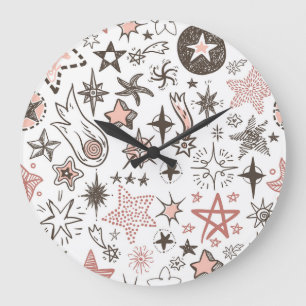 Reloj Redondo Grande Doodles cósmicos: estrellas y cometas