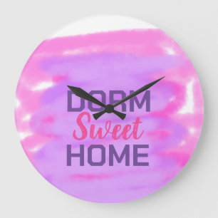 Reloj Redondo Grande Dorm dulce dorm color púrpura rosa acuarela texto