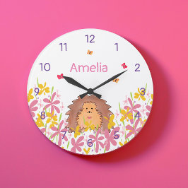 Reloj Redondo Grande Dormitorio infantil personalizado de erizo lindo