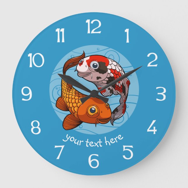 Reloj Redondo Grande Dos amigos de peces de carpa Koi Personalizado de  (Anverso)