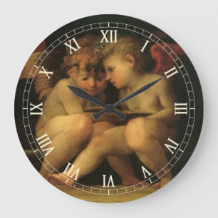 Reloj Redondo Grande Dos cherubres leyendo por Rosso Fiorentino, ángele