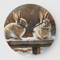 Dos conejos cascos en un banco de nieve