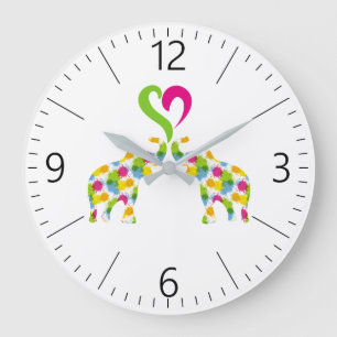 Reloj Redondo Grande Dos elefantes enamorados