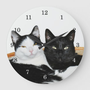 Reloj Redondo Grande Dos gatos enamorados