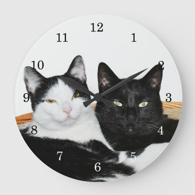 Reloj Redondo Grande Dos gatos enamorados (Anverso)