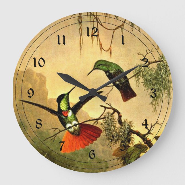 Reloj Redondo Grande Dos Hummingbirds Visorbearnesa (Anverso)
