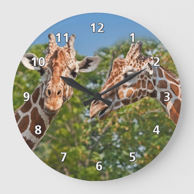 Reloj Redondo Grande Dos jirafas rotundas (Anverso)