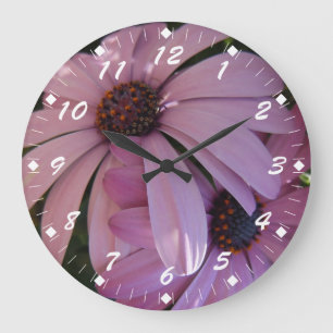 Reloj Redondo Grande Dos margaritas púrpuras