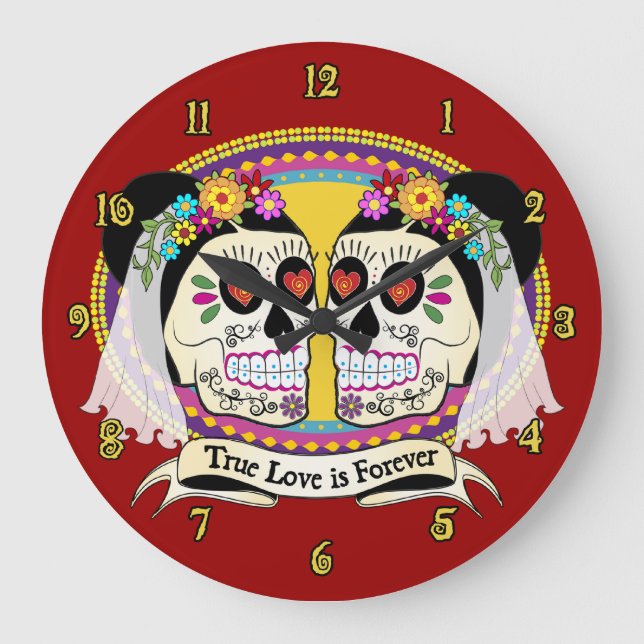 Reloj Redondo Grande Dos Novias (2 Brides) Wall Clock (Anverso)