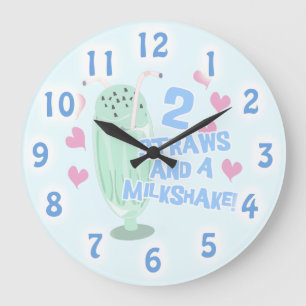 Reloj Redondo Grande ¡Dos paja y un Milkshake!