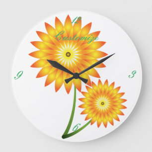 Reloj Redondo Grande Dos plantas de girasol Thunder_Cove
