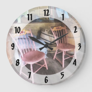 Reloj Redondo Grande Dos Sillas Rosa En La Tienda General