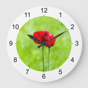 Reloj Redondo Grande Dos tulipanes rojos