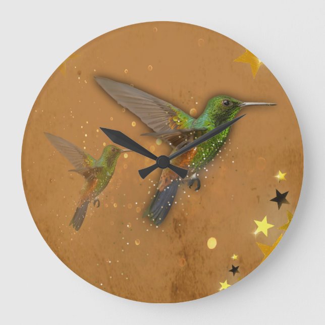 Reloj Redondo Grande Double the lovely Humming Birds (Anverso)