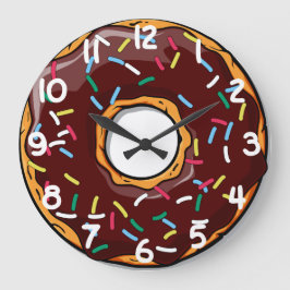 Reloj Redondo Grande Dounut glaseado de chocolate con salpicaduras
