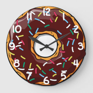 Reloj Redondo Grande Dounut glaseado de chocolate con salpicaduras