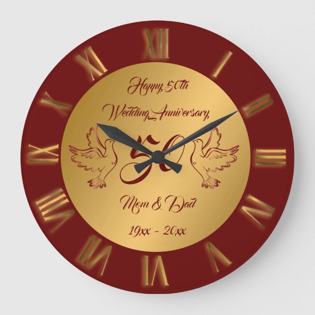 Reloj Redondo Grande Dove Customize Happy Gold 50º Aniversario (Anverso)