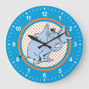 Reloj Redondo Grande Dr. Seuss Horton Hears A Who Lunares Naranjas