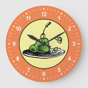 Reloj Redondo Grande Dr. Seuss   Icono de Huevos Verdes y Jamón