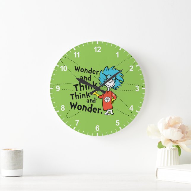 Reloj Redondo Grande Dr. Seuss | Maravilla y piensa. Piensa y maravilla (Hogar)