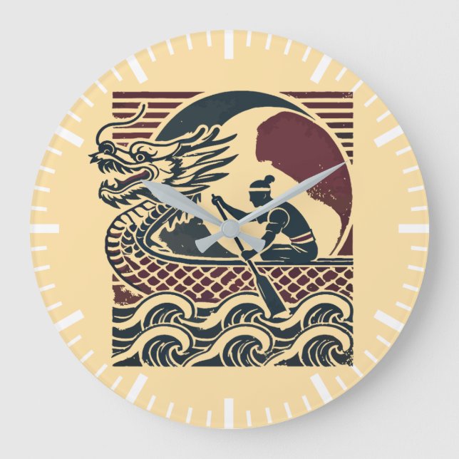 Reloj Redondo Grande Dragon Bot Carreras - Vintage Paddler (Anverso)