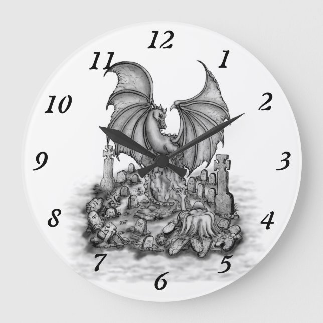 Reloj Redondo Grande Dragón con zombi (Anverso)