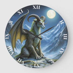 Reloj Redondo Grande Dragón de carnero mítico lindo de fantasía