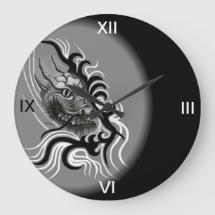 Reloj Redondo Grande Dragón en tatuaje