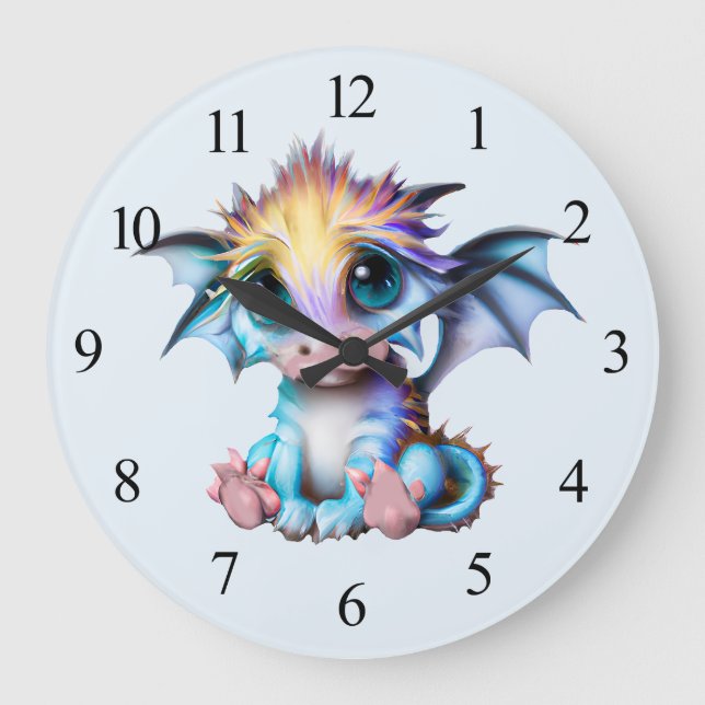 Reloj Redondo Grande Dragón infantil kawaii lindo y adorable (Anverso)