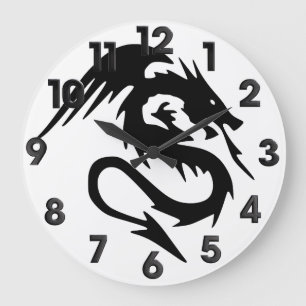 Reloj Redondo Grande Dragón negro