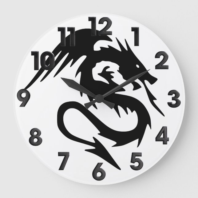 Reloj Redondo Grande Dragón negro (Anverso)