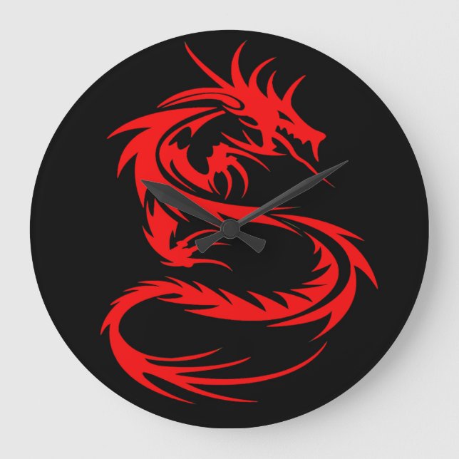 Reloj Redondo Grande Dragón Rojo (Anverso)