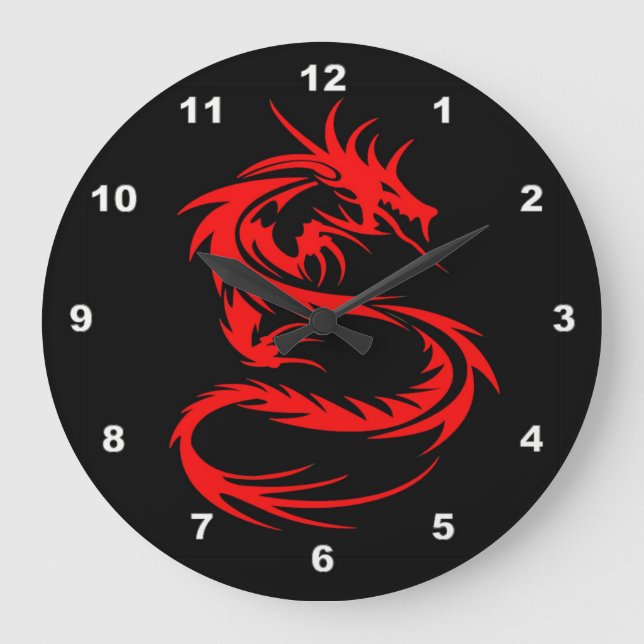 Reloj Redondo Grande Dragón Rojo (Anverso)