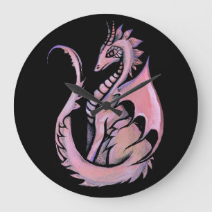 Reloj Redondo Grande Dragón rosa