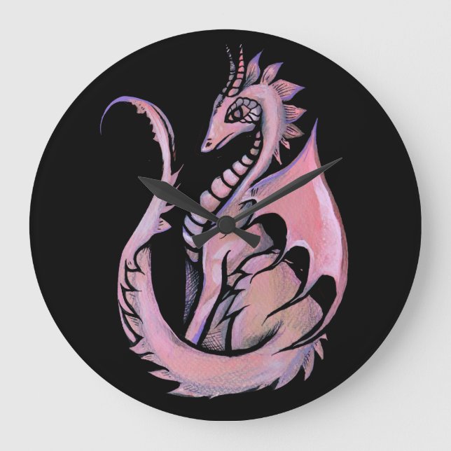 Reloj Redondo Grande Dragón rosa (Anverso)