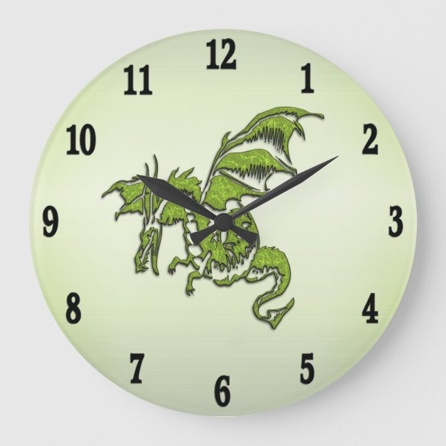Reloj Redondo Grande Dragón volador verde (Anverso)
