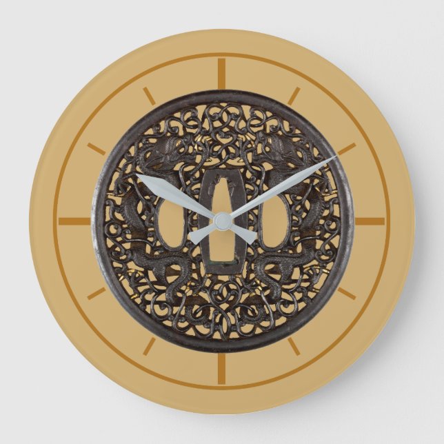 Reloj Redondo Grande Dragones antiguos del guardia de espada del (Anverso)