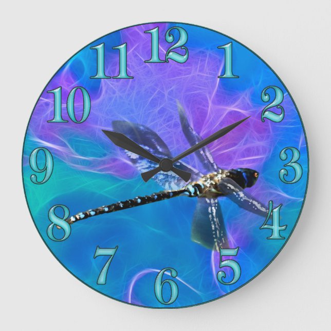 Reloj Redondo Grande Dragonfly Damsel Fly Insect-Lovers Gift Series (Anverso)