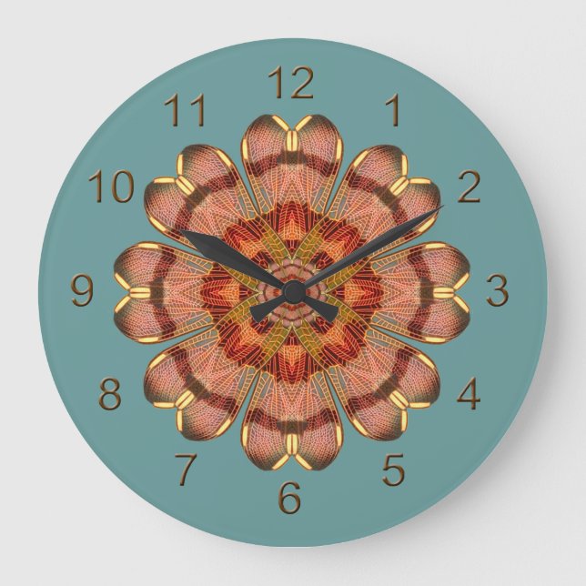Reloj Redondo Grande Dragonfly Wing Mandala Wall Clock (Anverso)