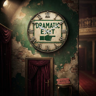 Reloj Redondo Grande Dramatic Exit Funny Vintage Exit Sign Humor