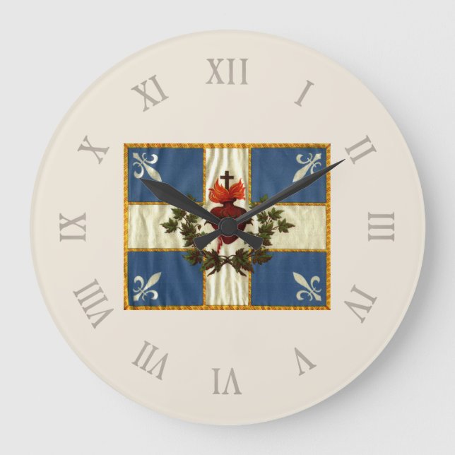 Reloj Redondo Grande Drapeau Québec antique Carillon Sacré-Cœur (Anverso)