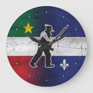 Reloj Redondo Grande Drapeau Québec et Patriote Henri Julien érodé
