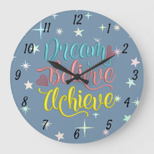 Reloj Redondo Grande Dream Believe Loeve Cita Estrellas Inspiradoras