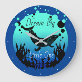 Reloj Redondo Grande Dream Big Little One o Child's Name Whale Ocean 