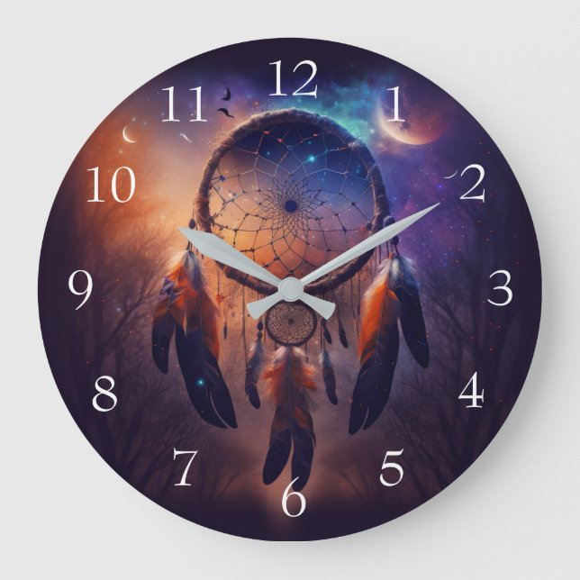 Reloj Redondo Grande Dreamcatcher en el bosque (Anverso)