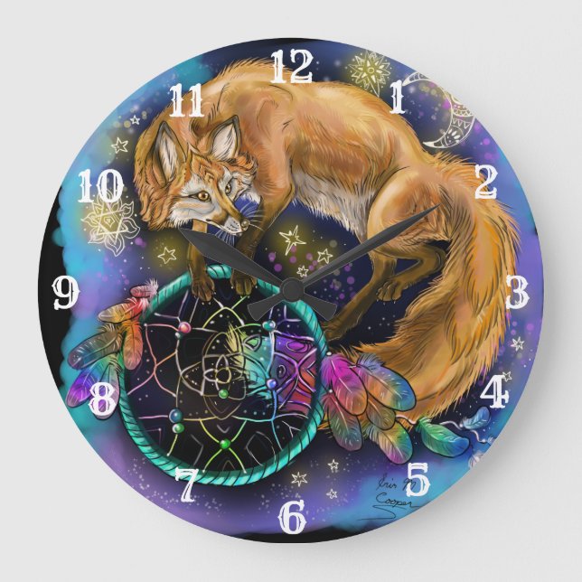 Reloj Redondo Grande Dreamcatcher Fox (Anverso)